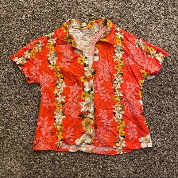 Floral Red Button Down Shirt - Picture 1 of 4